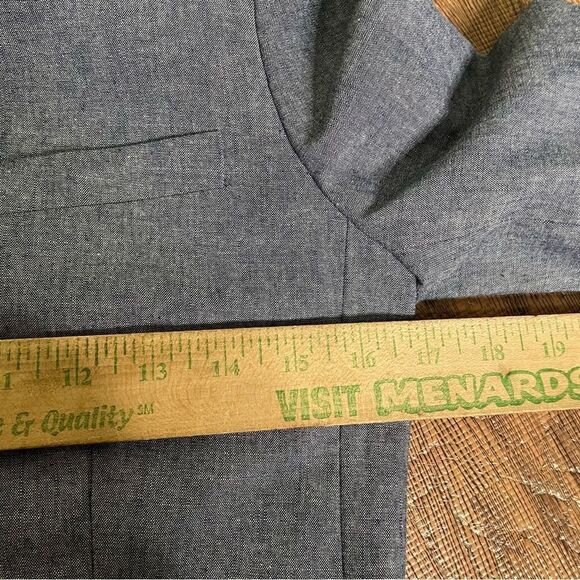 J. Crew Regent Blazer Jacket Chambray Denim Ruffles Academia Career Office Sz 0 - Picture 12 of 15